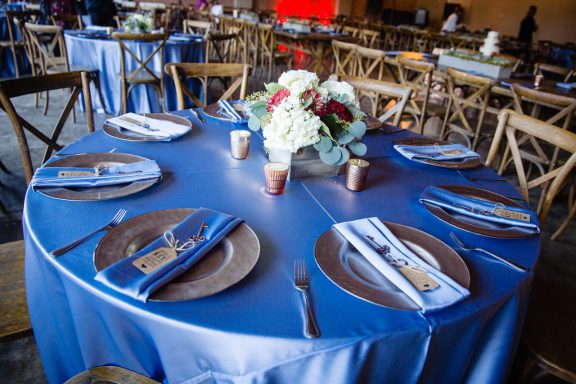 Tables and place settings for wedding