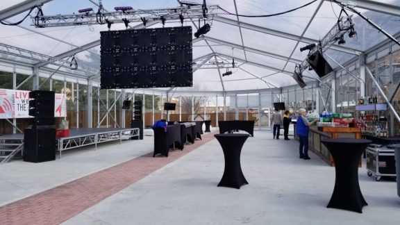 Large glass tent for outdoor event